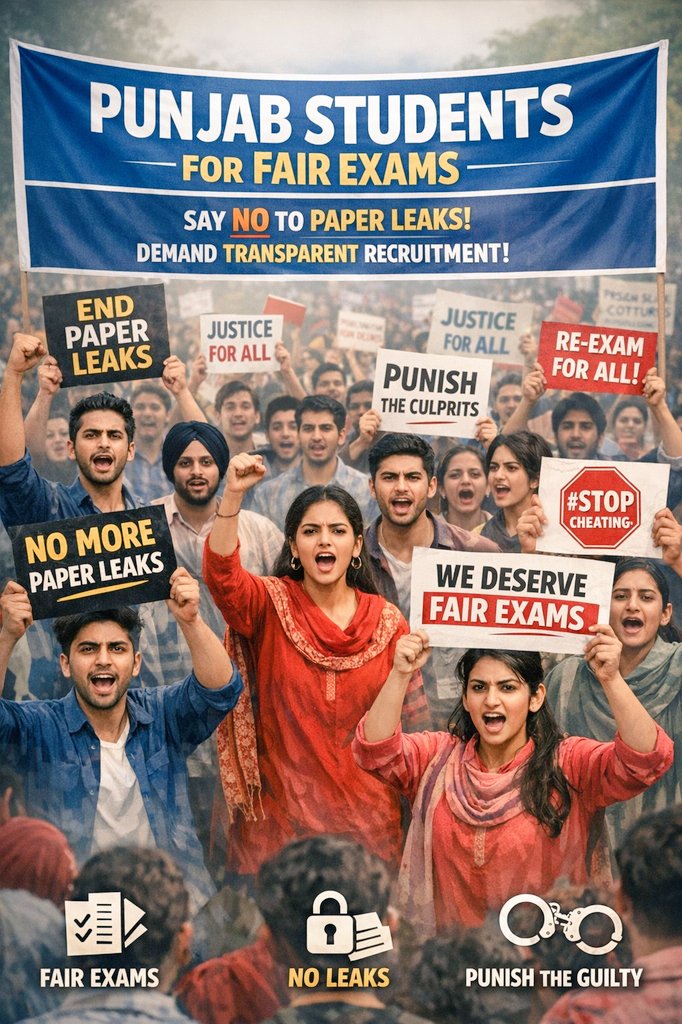 RajputChandan99's tweet photo. ਪੇਪਰ ਲੀਕ = ਭਵਿੱਖ ਲੀਕ

ਇਨਸਾਫ਼ ਨਹੀਂ ਤਾਂ ਚੁੱਪੀ ਵੀ ਨਹੀਂ। 

#psssb_reform 

@AamAadmiParty
@BhagwantMann
@AAPPunjab
@DGPPunjabPolice
@INCPunjab
@Akali_Dal
@CHARANJITCHANNI
@harjotbains https://t.co/IoGztzimly