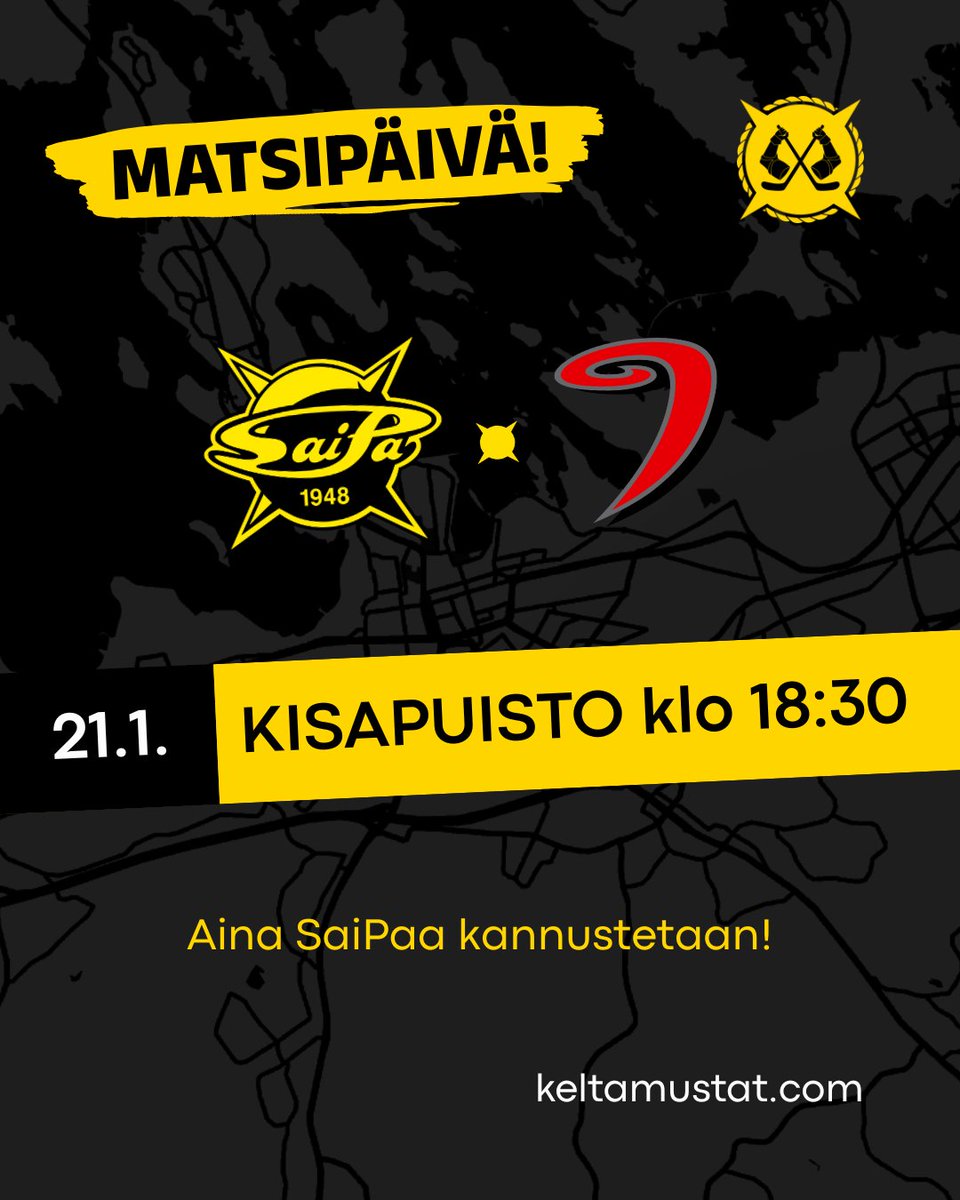 Shaa laa laa la laa la laa! Onhan äänenavaukset tehtynä illan peliä varten?💪🏻

Kiekko jäähän Kisapuistossa kello 18:30.

#SaimaanKeltamustat #SaiPa #MeidänPojat #YhdessäMeTätäTehdään #Pelipäivä
