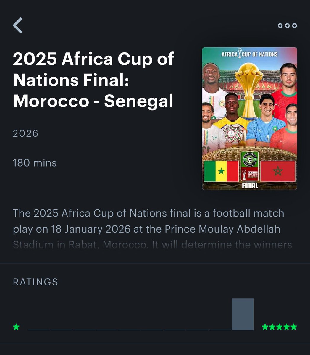 Diaby_lv1's tweet image. Je pleure ils ont mit la finale de la CAN sur Letterboxd