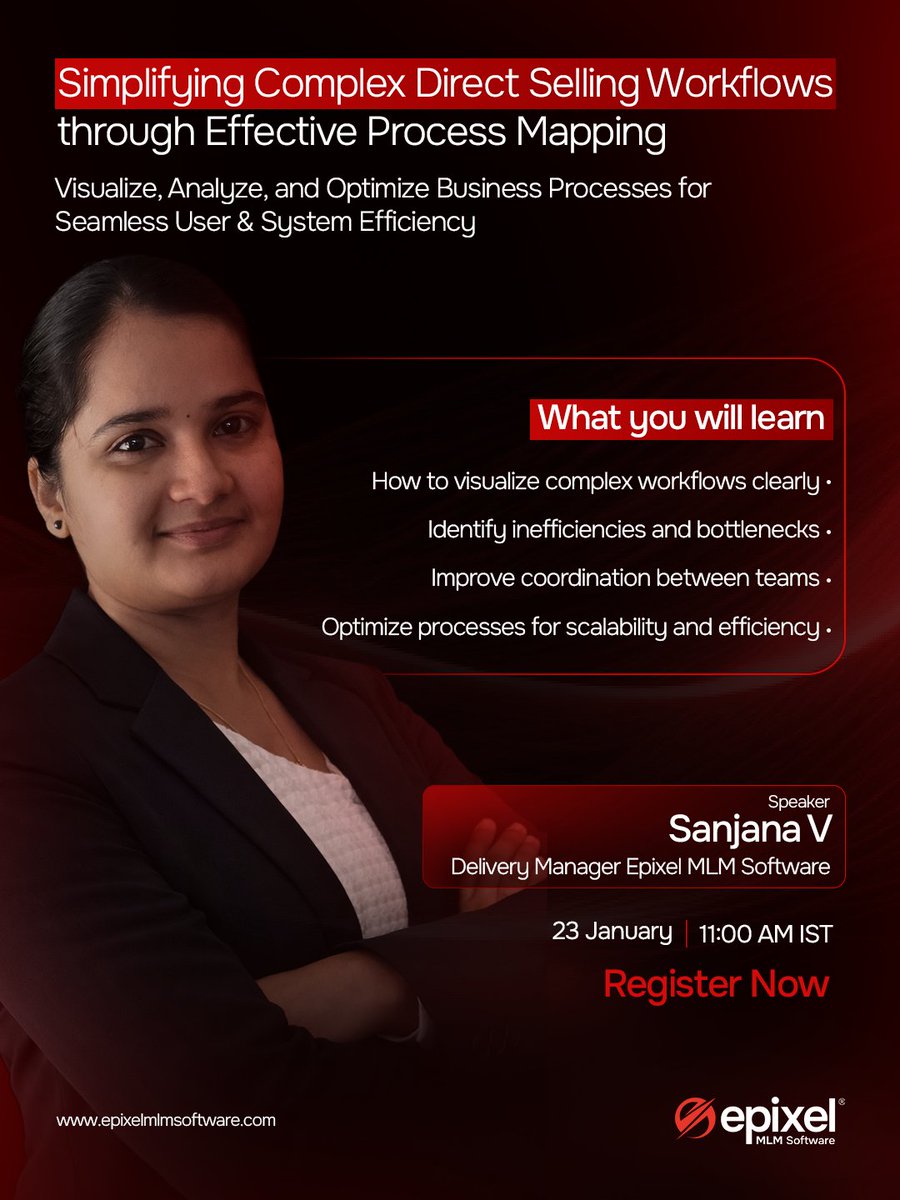 epixelmlmsoft's tweet image. Simplifying Complex Direct Selling Workflows through Effective Process Mapping 

23 Jan | 11:00 AM IST 

Register: events.teams.microsoft.com/event/a456a06b…

#directselling #processmapping #workflowoptimization #epixelwebinarseries #epixelmlmsoftware