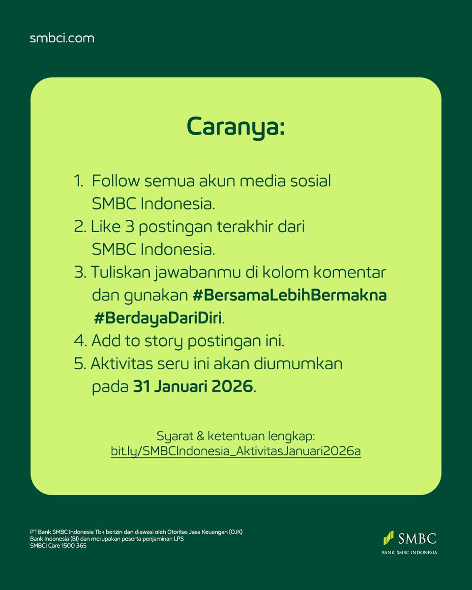Tahun baru penuh dengan tujuan &amp; harapan baru yang ingin dicapai, termasuk menjadi versi diri yang lebih baik. 

Setiap goals yang kamu tentukan adalah langkah menuju masa depan yang lebih stabil dan percaya diri. Untuk menyambut tahun ini, bagikan 3 resolusi  yang ingin kamu