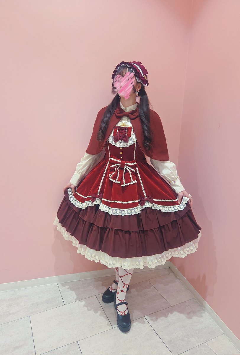 初めての甘ロリでした🎀似合うかどきどきしたけど大好きな別珍ボルドー着れて嬉しかったです🥰