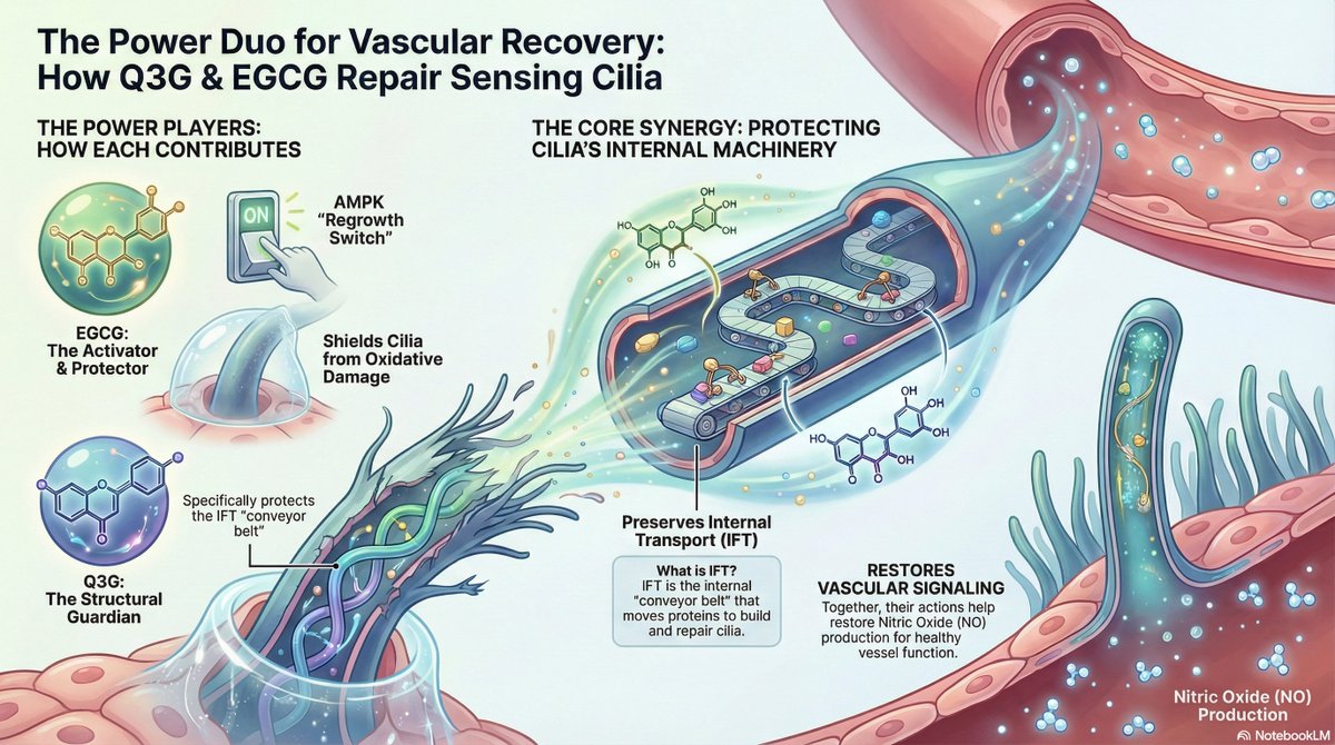 CY_Chauprade's tweet photo. @CoyoteSanctuary @ConlustroR @HouseLyndseyRN Probe: The Power Duo for Vascular Recovery: #Q3G & #EGCG repair Sensing Cilia, 19/01/2026, confirm Synergy @ConlustroR, @CoyoteSanctuary ? https://t.co/JBiksyYsB1