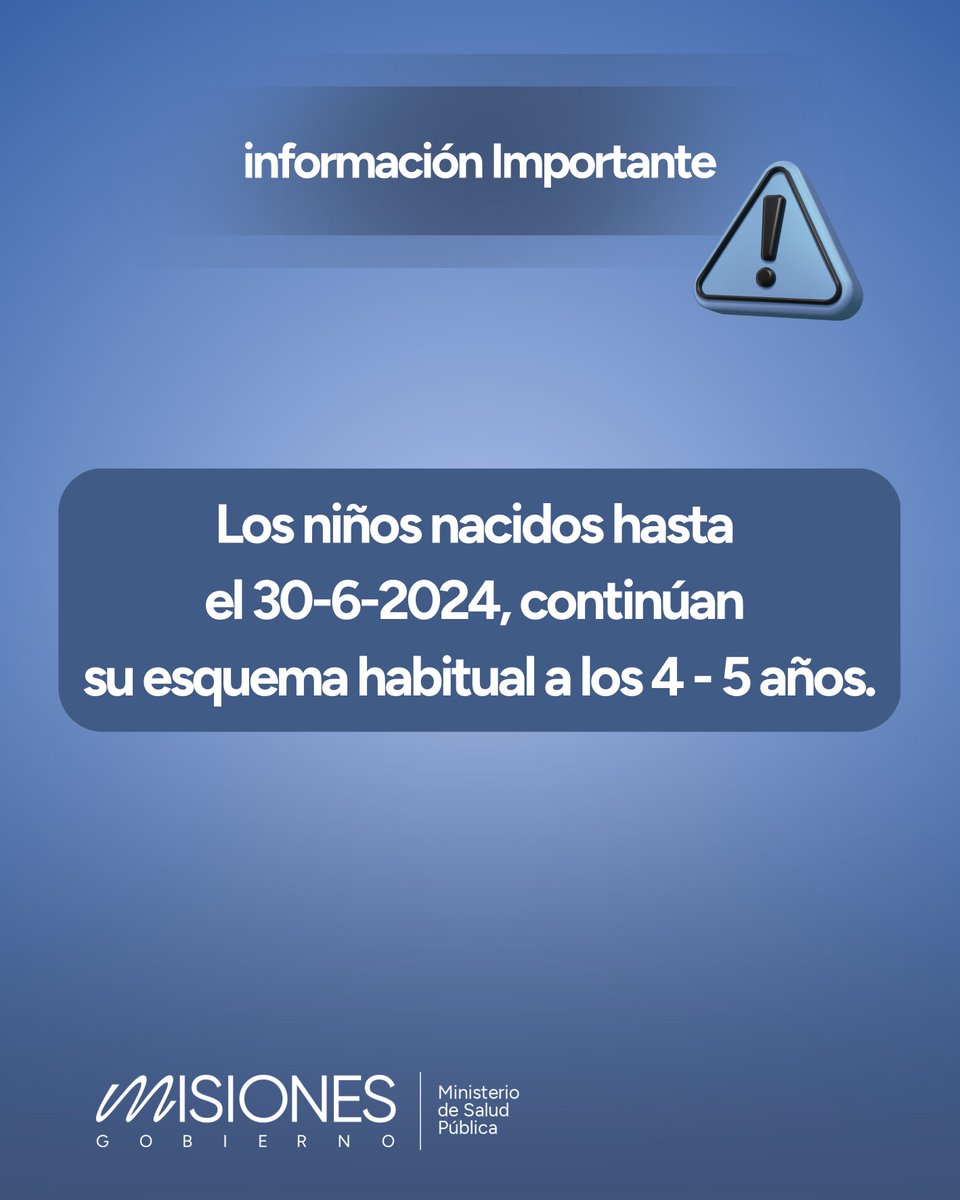 La vacuna Triple Viral protege contra sarampión, rubéola y paperas.

Desde el 1° de enero de 2026 cambia el esquema de la 2ª dosis:

✔️ Nacidos desde 01/07/2024: se aplica entre los 15 y 18 meses.
✔️ Nacidos hasta 30/06/2024: se mantiene a los 4–5 años.