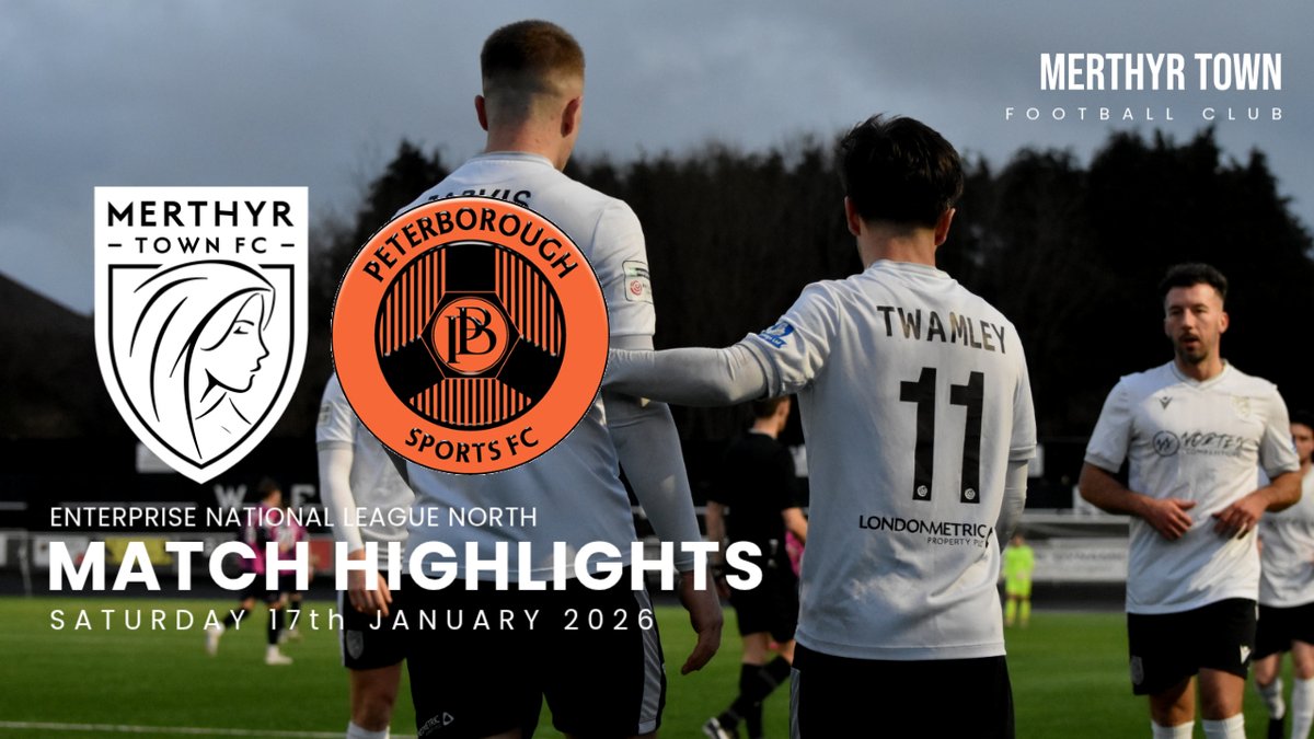 🎥 The Martyrs made it 13 wins from their last 15 games, thanks to a Lewys Twamley brace at home against Peterborough Sports.

View the highlights here 👉🏼 youtu.be/CDR0SyQV154

#OurTownOurClub | #WeAreMerthyr