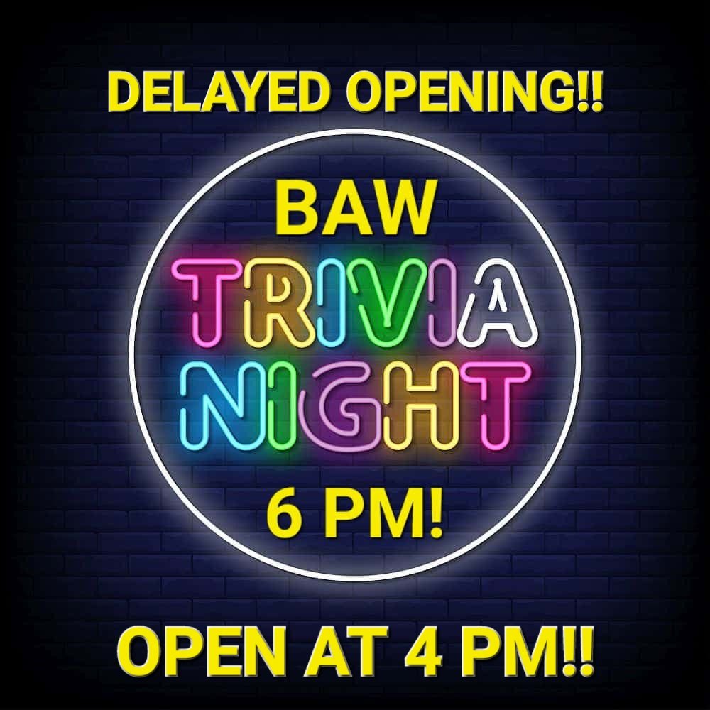 bathaleworks's tweet image. DELAYED OPENING!!  AND YES, THERE WILL BE TRIVIA!!

Are we having fun yet??  In order to give everyone a chance to dig out for the 2nd time in 2 days, we'll be opening at 4 pm today.  But we're not letting the snow stop trivia!!  Cya at 6 pm, per usual.   Cheers!!  🍻