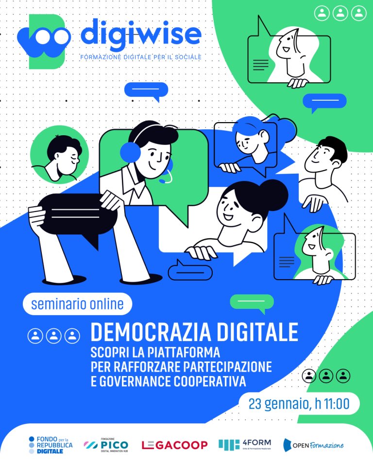 📣 Ti aspettiamo al seminario online: “Democrazia Digitale" - Scopri lo strumento digitale per rafforzare partecipazione e governance cooperativa. 

📅 23 gennaio 2026, ore 11:00 
💻 Online su Zoom 

👉 Iscriviti subito qui: lnkd.in/dQymwiND