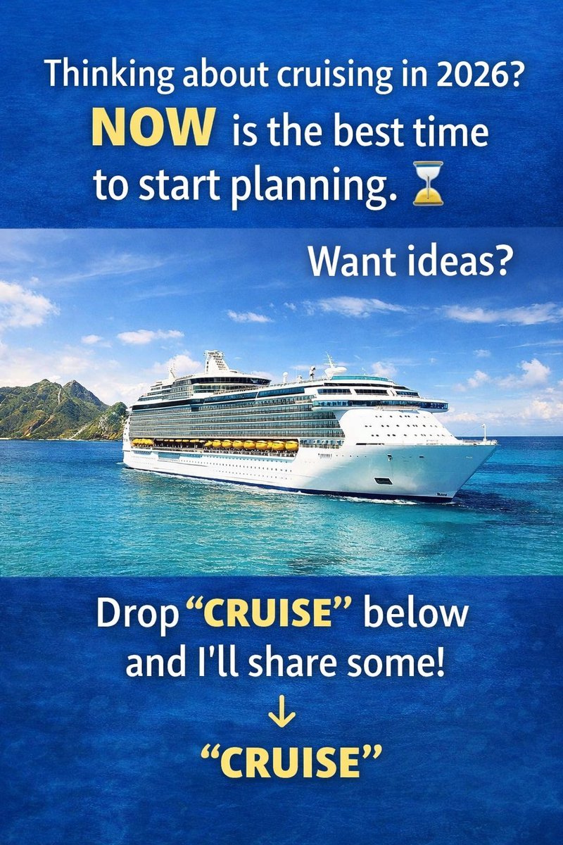 rickpruitt's tweet photo. “If you’re thinking about cruising in 2026, now is the BEST time to start planning.
Want ideas? Drop ‘CRUISE’ below.” #thecaffeinatedwanderer #travelwithrickpruitt #cruiseplanning https://t.co/NEcyGyigQb