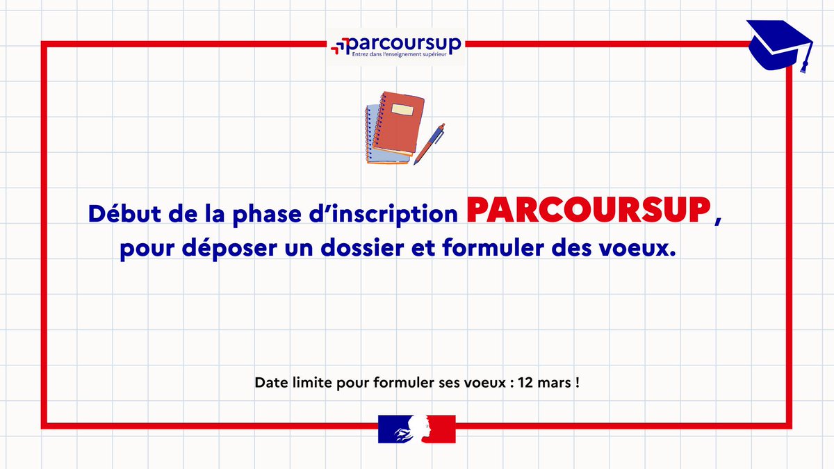 Image de Préfet de Tarn-et-Garonne - #Education | 📝 Top départ pour #Parcoursup !
Les candidats peuvent, dès aujourd’hui et jusqu'au 12