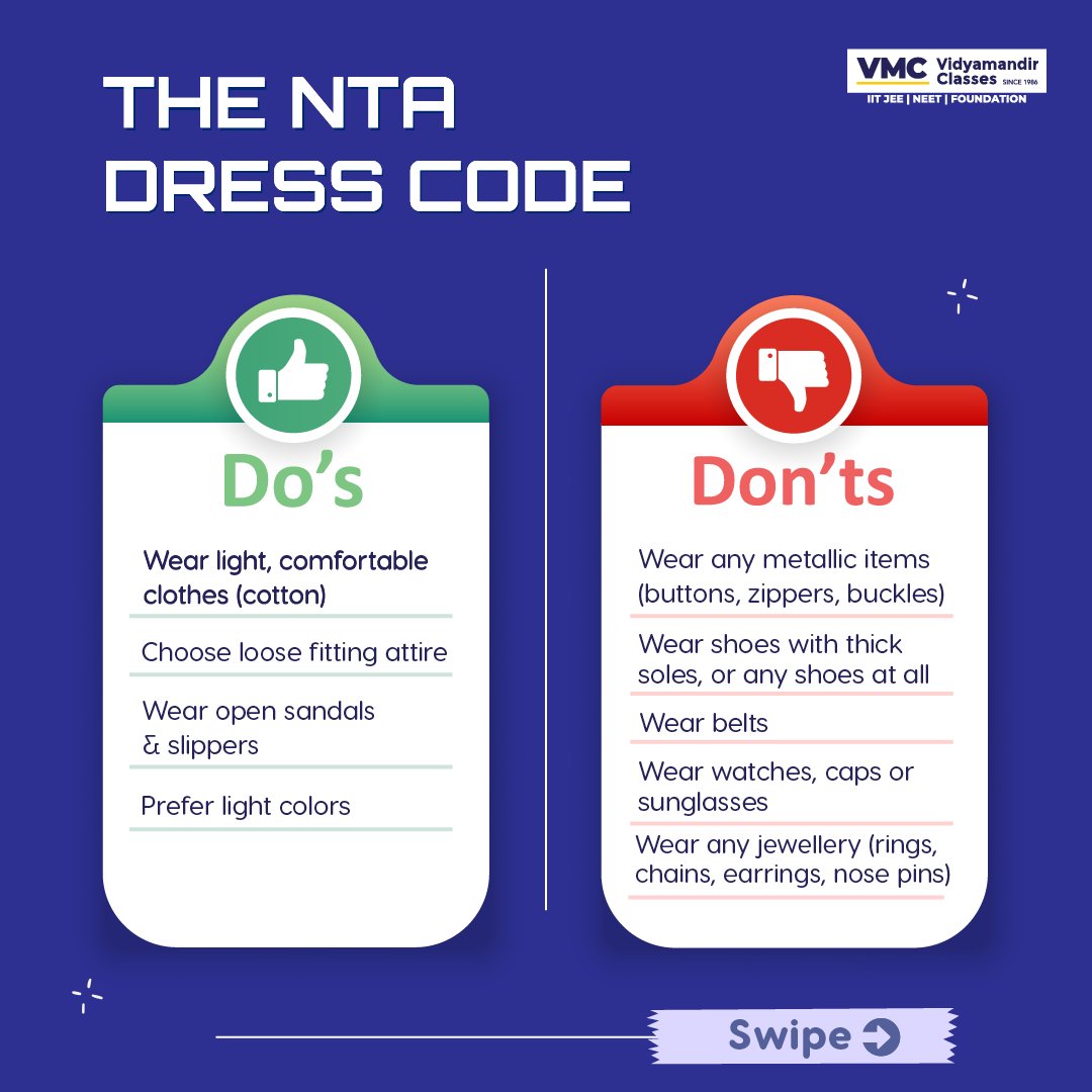 VmcLearning's tweet photo. 🚨📘 JEE Main Guidelines Alert!
✨ Your rank depends on knowledge, not negligence.
Dress right, carry right, follow rules—walk into JEE Main 2026 stress-free.
All the Best!🚀🎯
.
#VMC #JEEMain2026 #JEEMainGuidelines #JEEMainExamDay #JEEAspirants #JEEPreparation #ExamDayTips https://t.co/fbE4HZXRhA