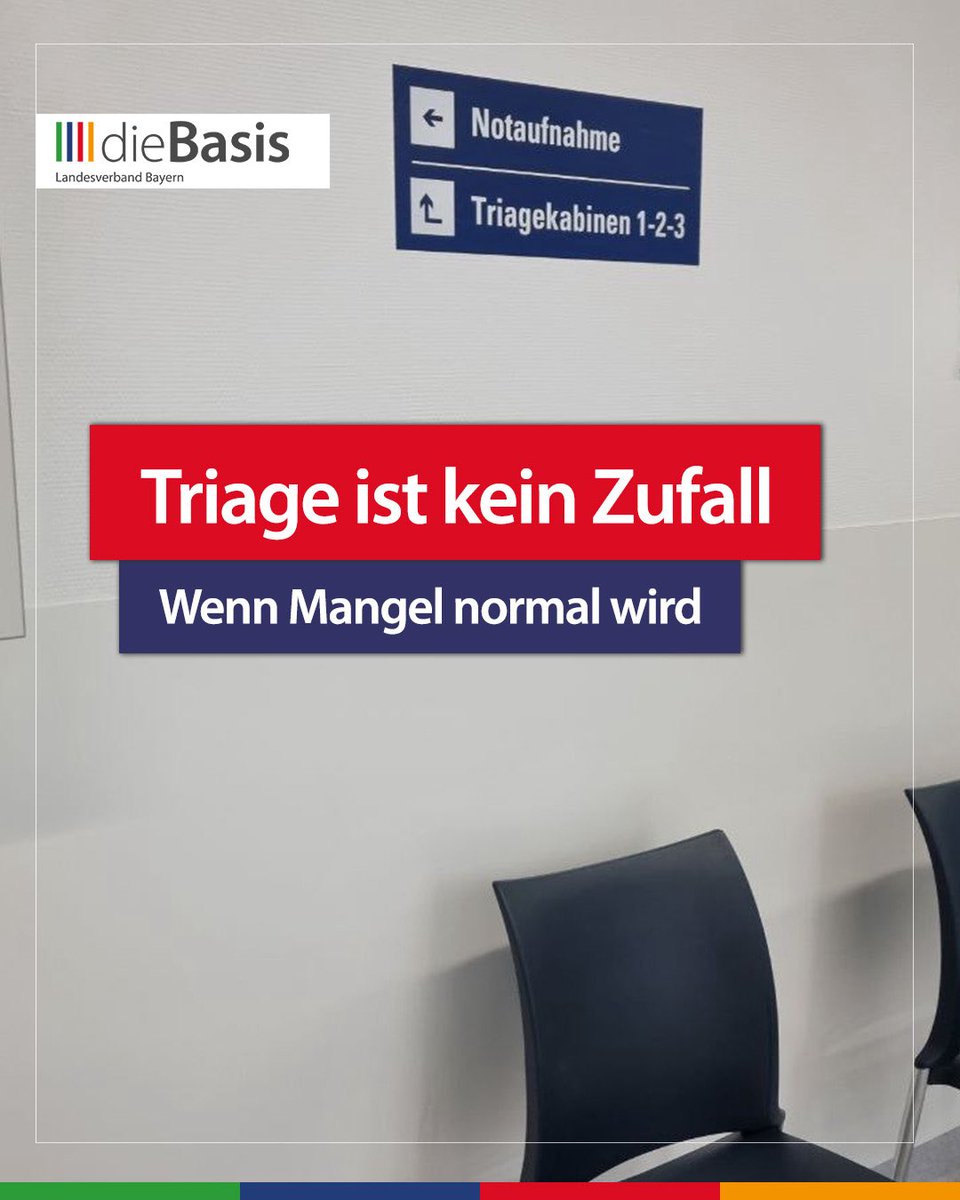 dieBasis_Bayern's tweet image. Wer heute eine moderne Notaufnahme betritt, stößt immer häufiger auf neue Begriffe: „Triagekabinen“. Klar ausgeschildert, noch bevor überhaupt eine Behandlung stattfindet.

Triage bedeutet: Einschätzung, Sortierung, Priorisierung.
Nicht nach Ankunft – sondern nach Dringlichkeit.…