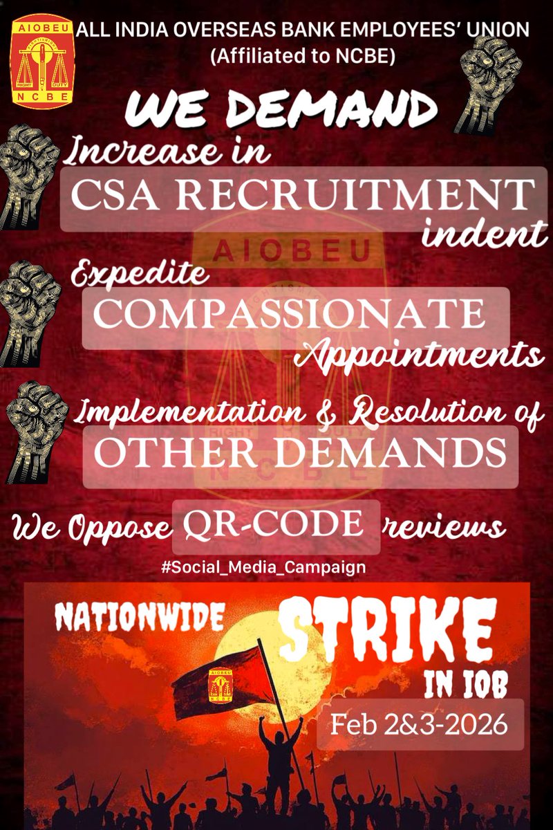 ALL INDIA OVERSEAS BANK EMPLOYEES’ UNION tweet media