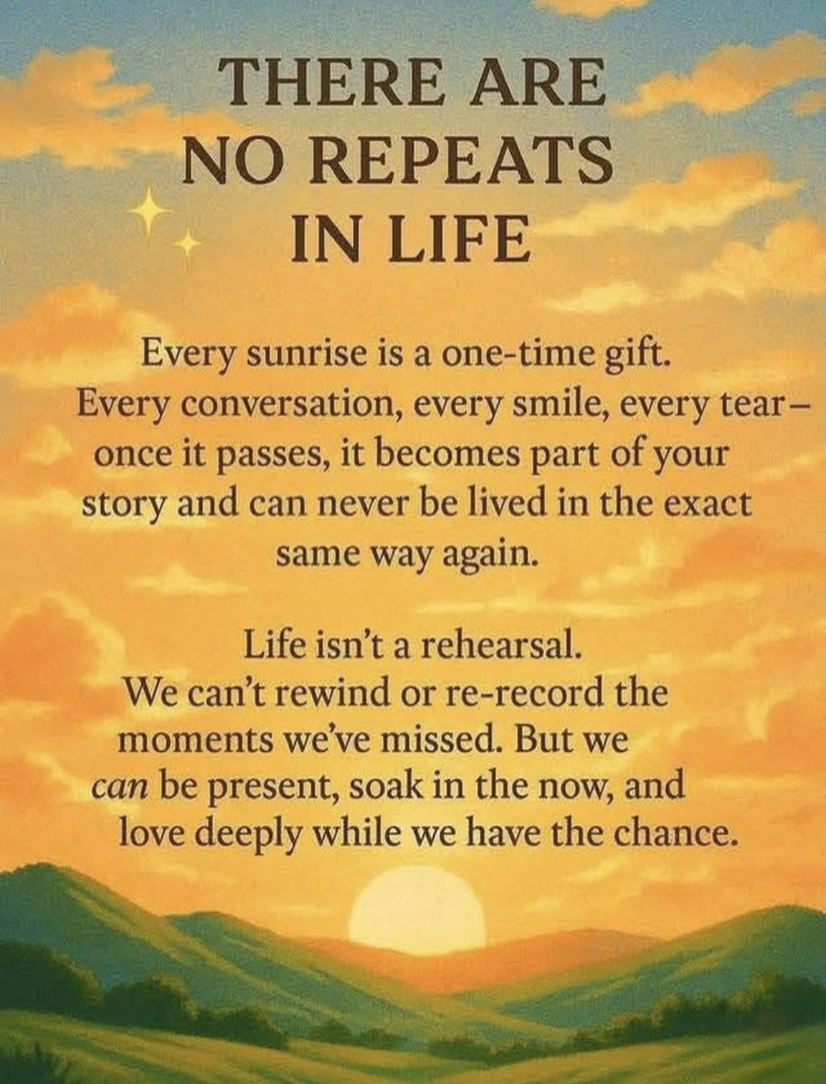 #MondayMotivation 
#Life is a one-time gift!
There are no repeats!
Let’s live our lives with meaning, purpose and intention by being truly present and by loving deeply! 🥰
#Gratitude #Love #Kindness