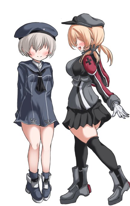 これは背景キャラとしてスペペッと描いてたレーベくん&オイゲンちゃん(ぼかし無しエディション)