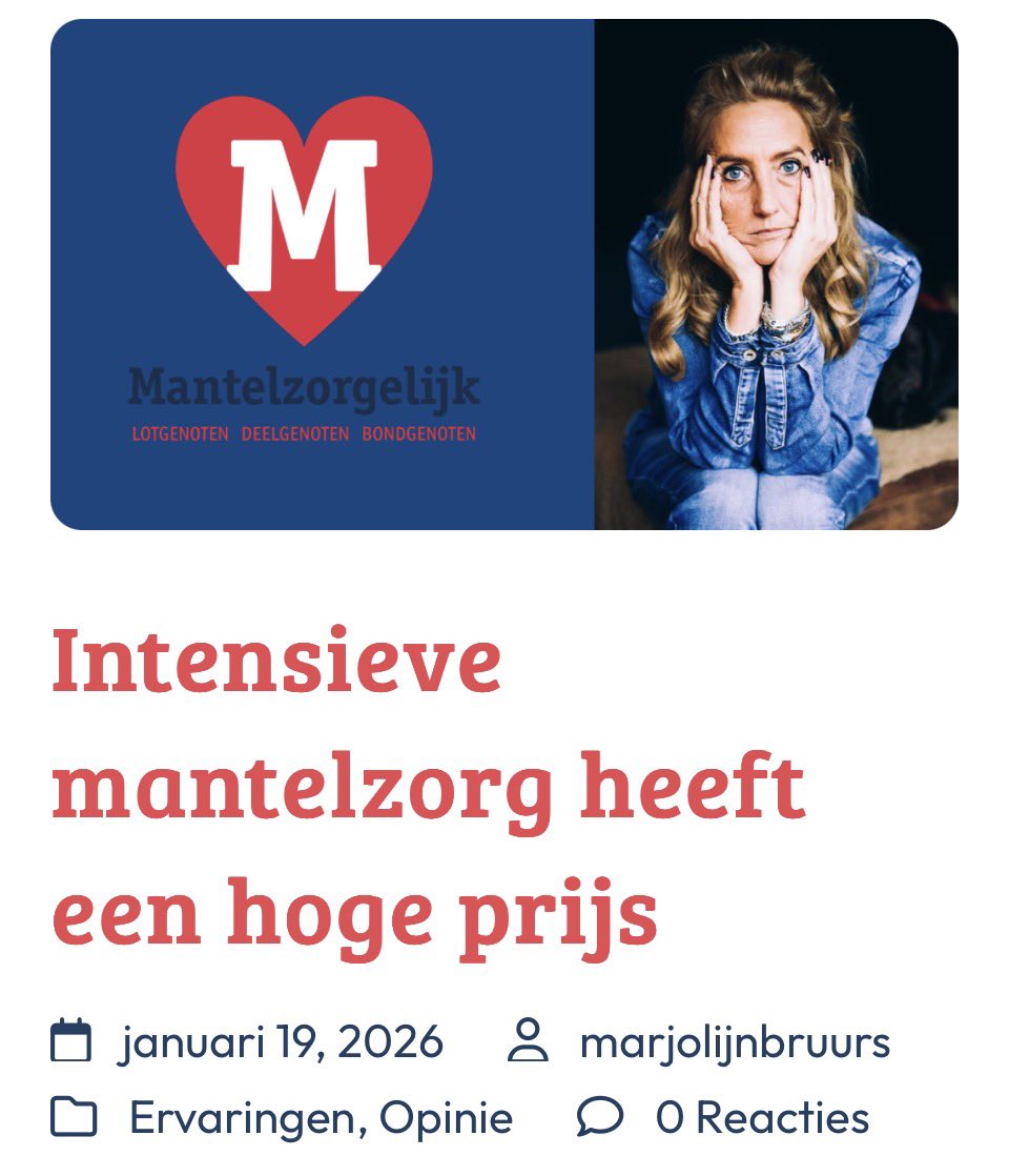 marjolijnbb's tweet photo. Na mijn deelname aan Meldpunt Actueel afgelopen vrijdag kreeg enorm ik veel reacties. Begrip, herkenning, dankbaarheid. Maar ook bevestiging van wat ik al jaren zie en hoor. Niet alleen als ervaringsdeskundige, maar ook vanuit mijn rol bij Mantelzorgelijk.

Laat ik daarom meteen helder zijn: dit blog op @mantelzorgelijk gaat niet over lichte of incidentele mantelzorg. Niet over gezelschap houden, af en toe boodschappen doen of een handje helpen. Dit gaat over intensieve, langdurige zorg — vaak jarenlang, vaak dagelijks, vaak in combinatie met werk en gezin. En precies die vorm van mantelzorg laat diepe sporen na. Sporen die overheid, politiek en beleidsmakers structureel niet meenemen in hun beleid.

Lees verder via de link: https://t.co/HPjGCxKuuo

#impactvanmantelzorg #mantelzorgelijk