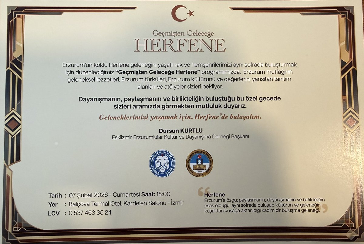 Kırkpınar Turizm ofisimizde, Eskiizmir Erzurumlular Kültür ve Dayanışma Derneği Başkanı Sayın Dursun Kurtlu ve değerli yönetim kurulu üyelerini misafir ettik.

7 Şubat Cumartesi günü düzenlenecek olan Geçmişten Geleceğe Herfene programına ilişkin bilgi aldığımız bu samimi