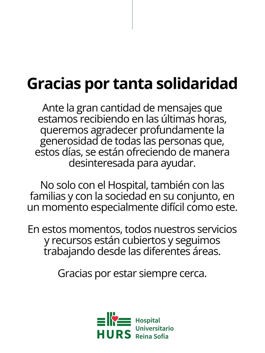 🙏  Gracias por tanta solidaridad

Ante la gran cantidad de mensajes que estamos recibiendo en las últimas horas, queremos agradecer profundamente la generosidad de todas las personas que, estos días, se están ofreciendo de manera desinteresada para ayudar.