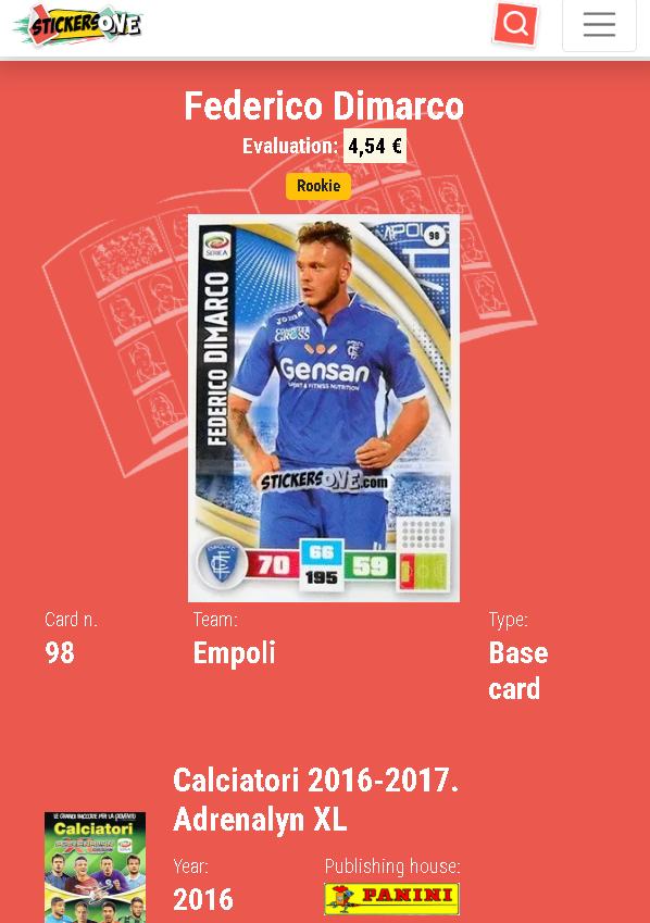 #federicodimarco #dimarco #rookiecard #footballcards #adrenalynxl #soccercards stickersone.com <a href="/STICKERSONE_COM/">STICKERSONE.COM</a>