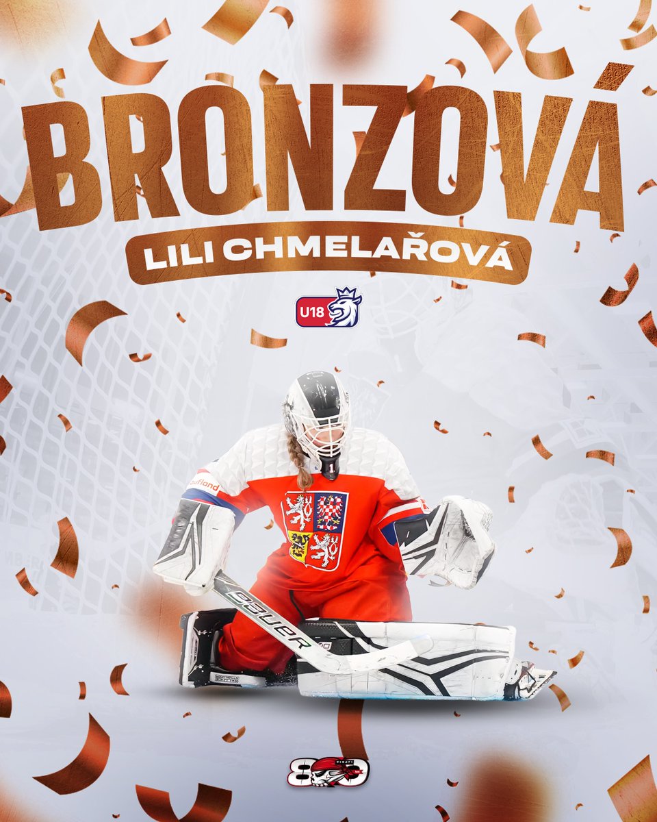 🥉🏴‍☠️🇨🇿 Lili Chmelařová je bronzová. Rodačka z Klášterce nad Ohří, která v této sezóně odchytala za naši devítku a náš dorost 13 utkání, získala s ženským národním týmem do 18 let bronzovou medaili ze světového šampionátu. Gratulujeme! 🤩