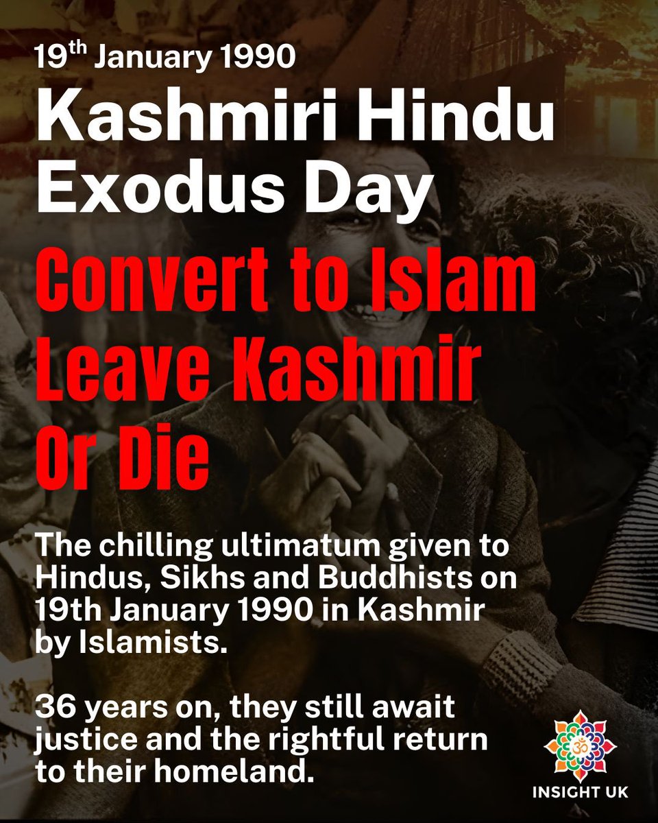 A people uprooted overnight, a civilization scattered yet unbroken. On this Kashmiri Hindu Exodus day, we remember the targeted terror and ethnic cleansing of Hindus in Kashmir. 

36 years on, justice is pending, but memory is resistance and remembrance is our minimum duty.