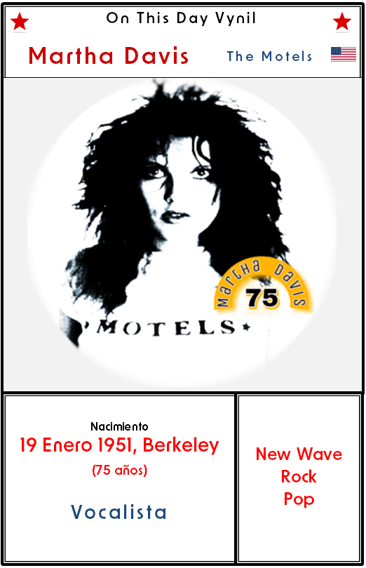 OnThisDayVinyl's tweet photo. Tal día como hoy …
nació hace 75 años #MARTHA_DAVIS, vocalista del grupo americano THE MOTELS.
#OTDV
🎵Days Are O.K. (Live Bälinge Byfest 12 diciembre 1980)
https://t.co/cOfXpBE6yl https://t.co/eYuRT3OTKx