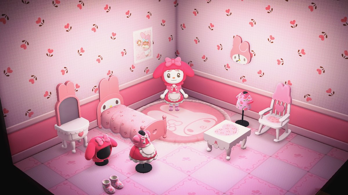 castigious's tweet photo. idk how many people are aware of this but there are 6 sets of sanrio outfits and furniture fully implemented into ACNH, only unlocked in nook shopping for people who have the amiibo cards. here are my sets of hello kitty, kiki &amp; lala, my melody, and cinnamoroll https://t.co/c3wmQJbeEw