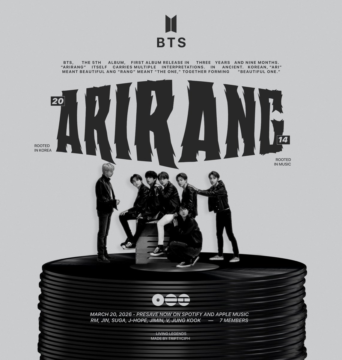 triptyciph's tweet image. ARIRANG - March 20
Load in 4k 
🔗 open.spotify.com/prerelease/1Dc…