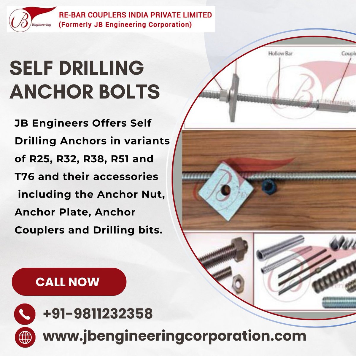 JbRebar's tweet photo. Self-drilling anchors are the advanced type of fully threaded hollow steel tube rods. SDA is a fully threaded rod with an inner and outer diameter hollow steel tube.
Visit Here:- https://t.co/fDfqJjJq64
#BearingPlate #roofing #HexagonalNut #constructionequipment #construction https://t.co/YmZtYptPHn