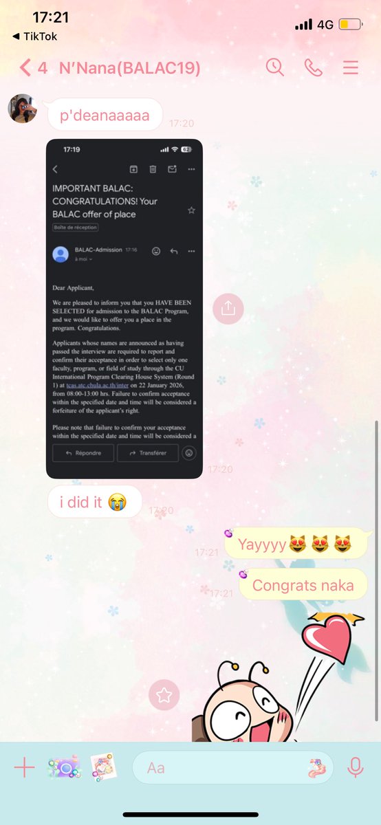 dn_deana's tweet photo. CONGRATULATIONS to N’Nana #BALACCU🥳🥳💗💗
.
.
#เรียนสัมภาษณ์ #ติวสัมภาษณ์ #สอบสัมภาษณ์ #balacchula #balac #ทีมจุฬา #อักษรจุฬา #อักษะอินเตอร์ #จุฬา #จุฬาอินเตอร์ #commartscu #jippcu #bastu #lciswu #dek69 #dek70 #dek71 #เด็กซิ่ว https://t.co/nMR6kD7683