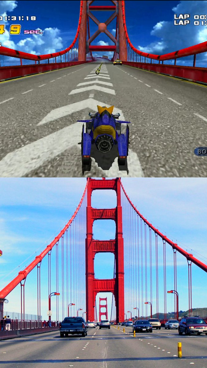 tamagawa2525's tweet image. こう改めて見るとソニックアドベンチャー2ってめちゃくちゃサンフランシスコだったんだな
（※タップ推奨）