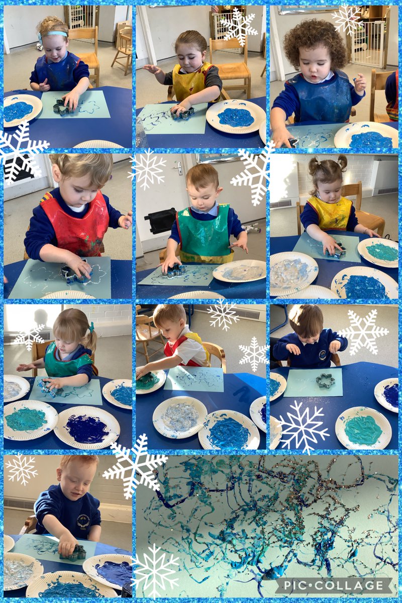 StPaulsRCWirral's tweet image. Our Preschool Twos have been very busy this morning continuing their winter topic. They created snowflake stamper paintings using brushes in flour for mark making.
They chose colours &amp;amp; developed fine motor skills building confidence, creativity &amp;amp; independence #workingasone