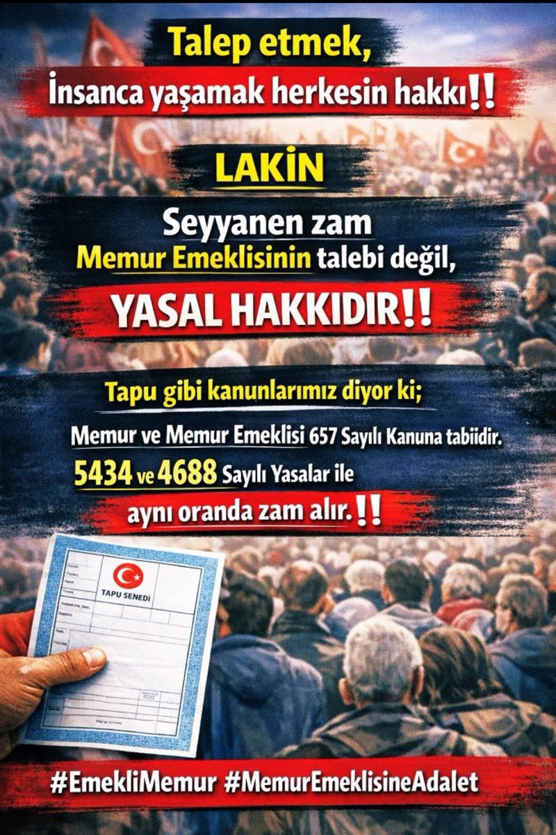 AElmas71663's tweet image. Yasa ve söz gereği memur emeklisine de Seyyanen zam verilmelidir #EmekliMemur #MemurEmeklisineAdalet