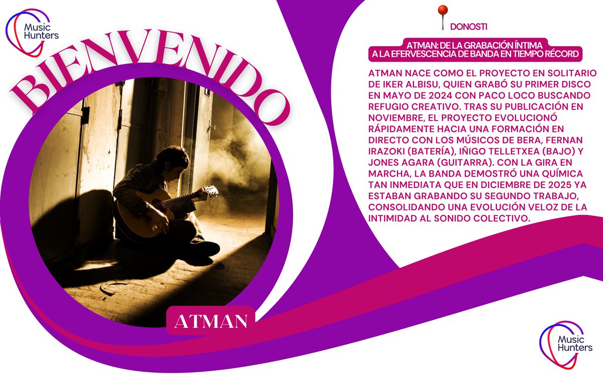 musichunters_es's tweet photo. Atman ha ido creando un universo musical rico, elegante y cargado de buenos temas. Todo ello bajo la batuta de Paco Loco. 
En breve tendremos con nosotros a su segunda criatura, ahora lo que toca es descubrir y engancharse a su música
https://t.co/0HMXh1zYs9 https://t.co/A7odUfKDfS