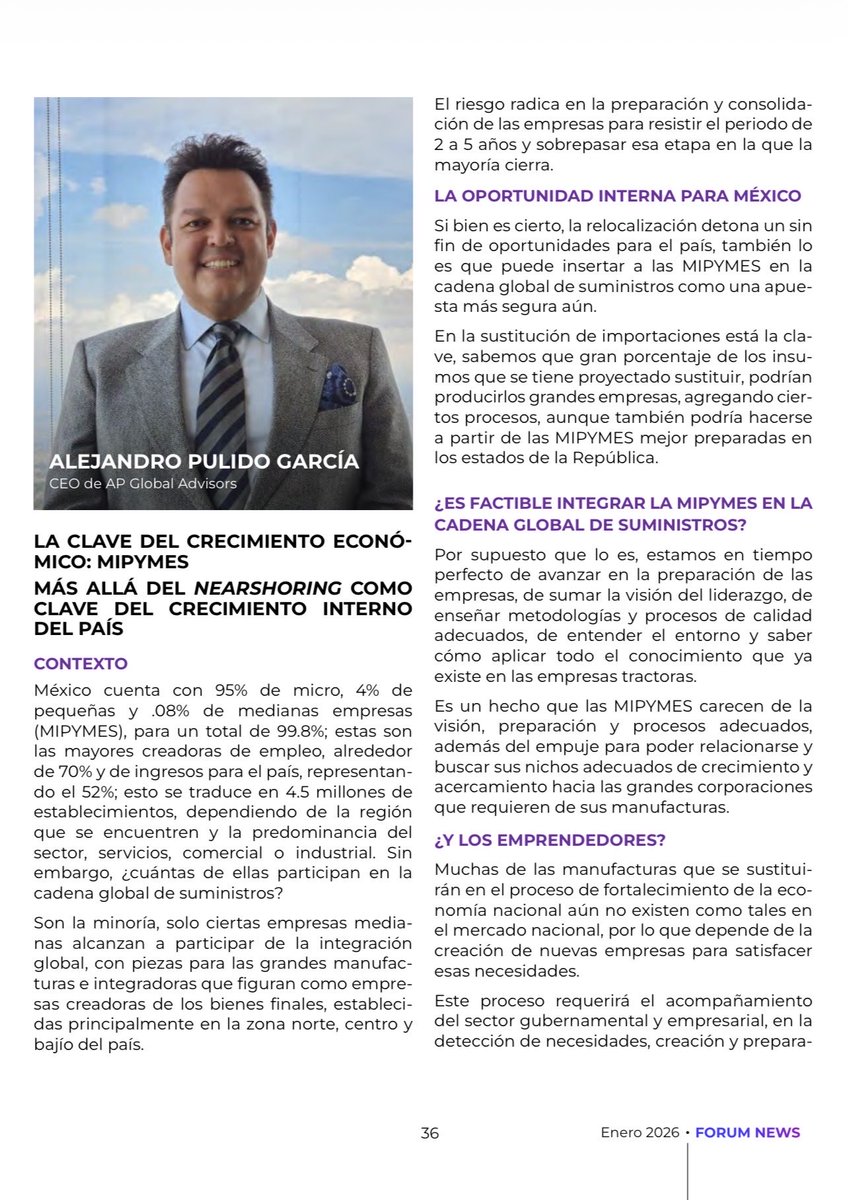 AlexPulidoG's tweet photo. Para arrancar la semana ¡café y adelante!

Comparto mi artículo en la #Revista #ForumNews de enero…

“La clave del crecimiento económico: MIPYMES”

Más allá del Nearshoring como clave del crecimiento interno del país. 

#MIPYMES https://t.co/vAFvFWMCB0