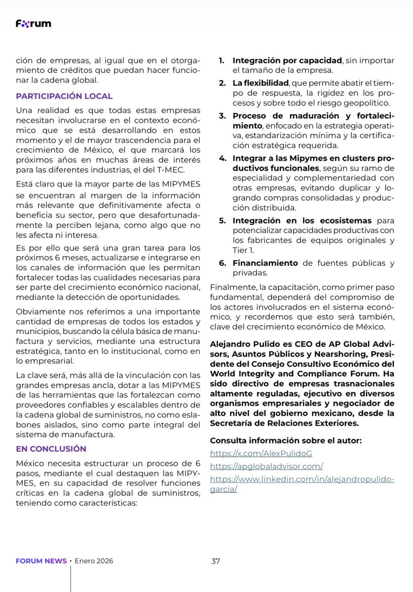 AlexPulidoG's tweet photo. Para arrancar la semana ¡café y adelante!

Comparto mi artículo en la #Revista #ForumNews de enero…

“La clave del crecimiento económico: MIPYMES”

Más allá del Nearshoring como clave del crecimiento interno del país. 

#MIPYMES https://t.co/vAFvFWMCB0