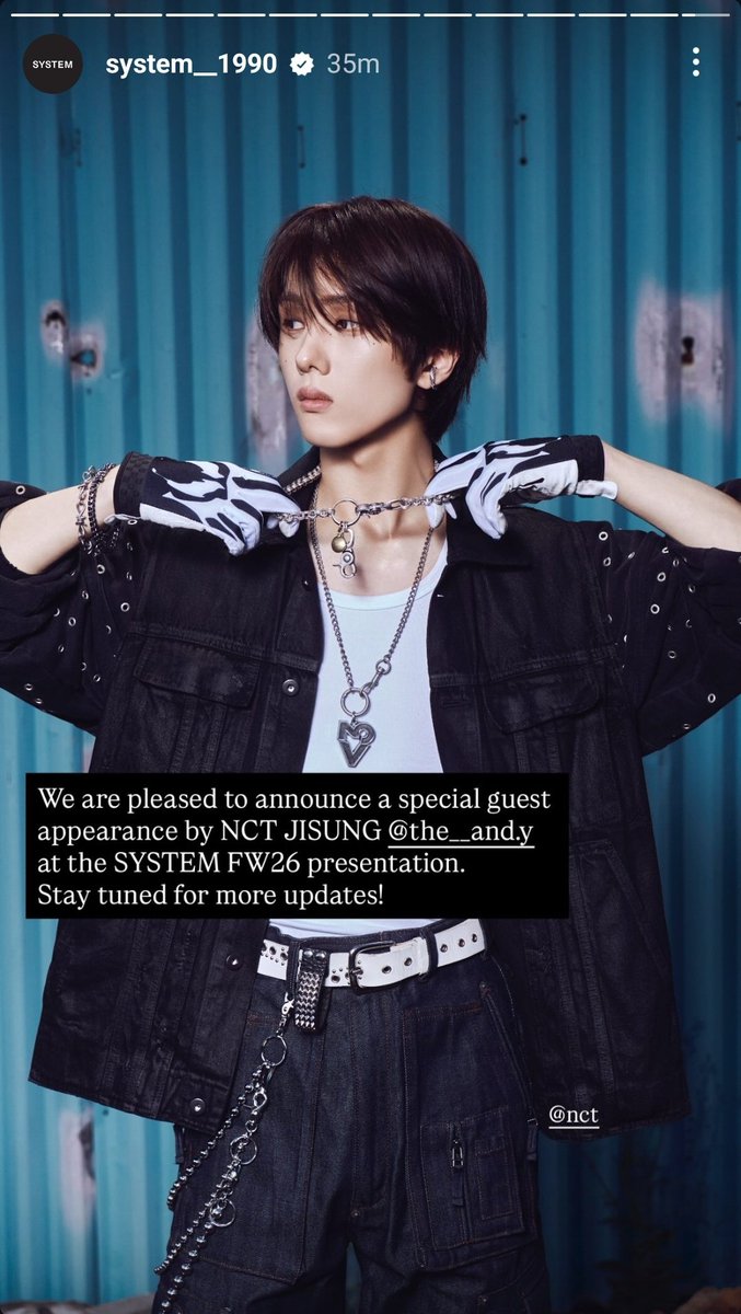 NCTDREAMCENTER's tweet image. 260119 NCT DREAM #JISUNG from System Instagram story

We are pleased to announce a special guest appearance by NCT #JISUNG @.the__and.y at the SYSTEM FW26 presentation (in Paris)

#NCTDREAM @NCTsmtown_DREAM