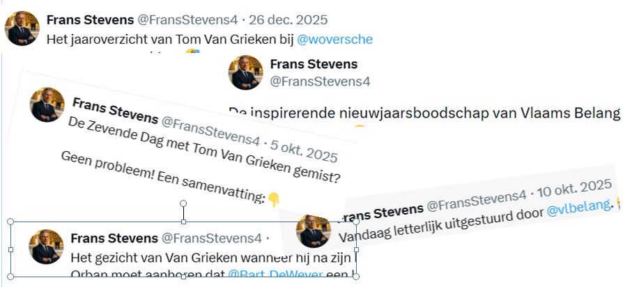 De tijdlijn van <a href="/FransStevens4/">Frans Stevens</a> : Blablabla Vlaams Belang blabla Van Grieken blabla het Belang blabla VB.
Zwaar geobsedeerd hoor, die helfie.
Eens uw kop uit het hol van de Grote Roerganger trekken kan soms helpen, Frans.