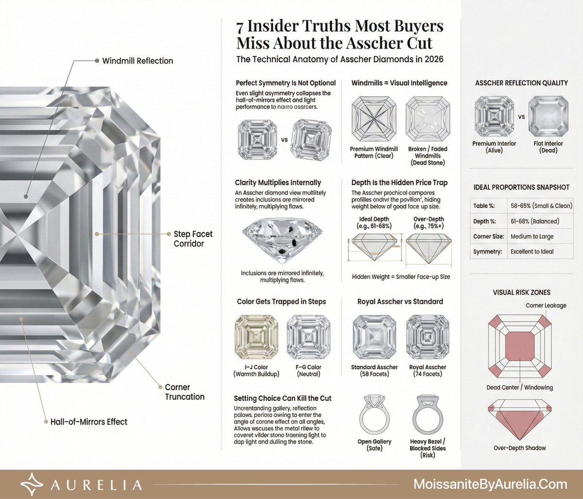Aurelia_gem's tweet photo. Asscher Cut Truths 💍🔍
🪞 Clarity: Inclusions are mirrored infinitely. ❌ Trap: Depth >75% (Hidden weight, looks small). ✅ Ideal: Depth 61–68%. 🌪️ The Test: Look for crisp "Windmills." Faded = Dead.
"Color gets trapped in the steps."
https://t.co/CEKmbdUbJf
#AsscherCut https://t.co/YI4bxnh4d9