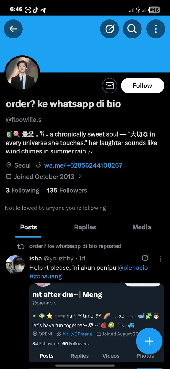 blueyisland's tweet image. HELP rt pls, dia scammer. nominal nya ga seberapa mmg, supaya ga kejadian lagi di org org. cuma mw nonton netflix plsssssss kena scam 2 kali @floowiiiels #zonauang