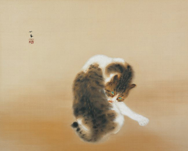 竹内栖鳳『班猫』1924年 山種美術館