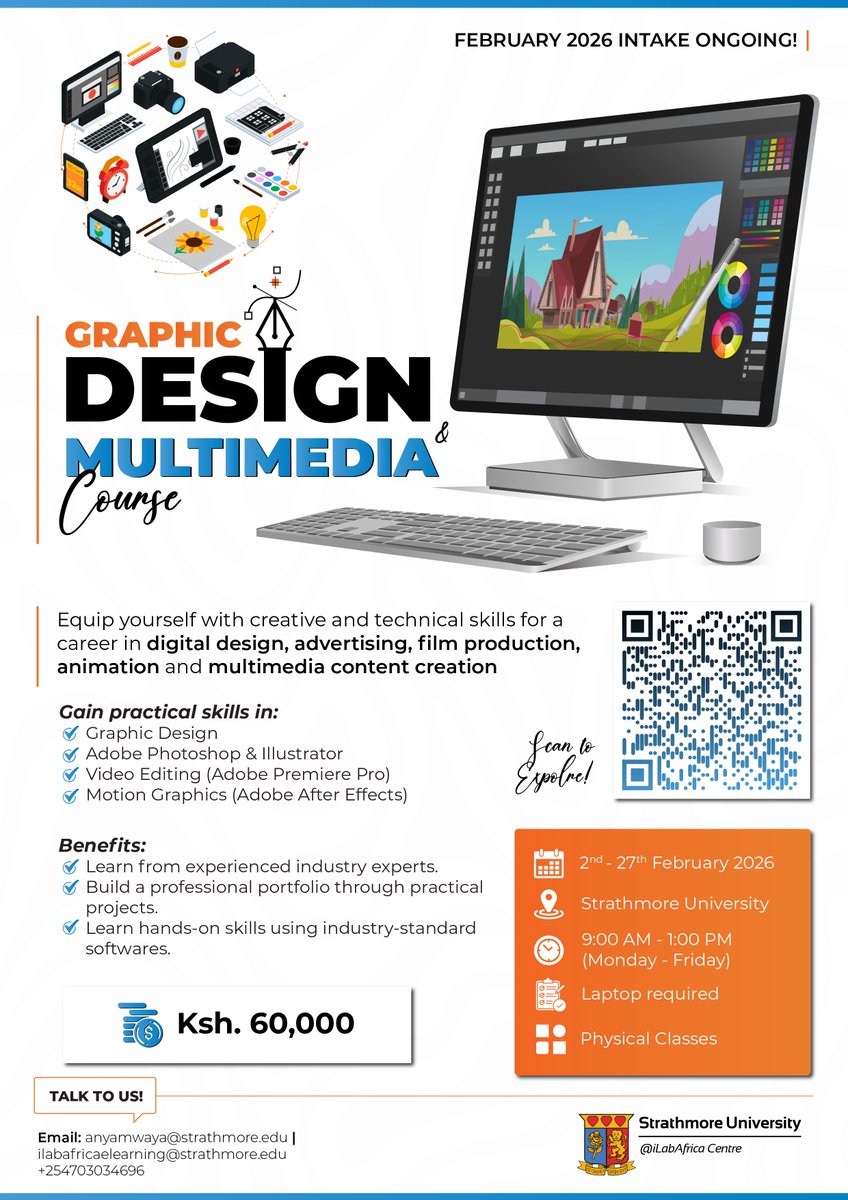 iLabAfrica's tweet image. 🖌️From concept to creation, learn design that works.

Whether you want to start a creative career or boost your professional profile, this course gives you design and multimedia skills you can use immediately.

👉 Sign up: ilabafrica.strathmore.edu/graphic-design…

#CreativeCareer #DesignSkills