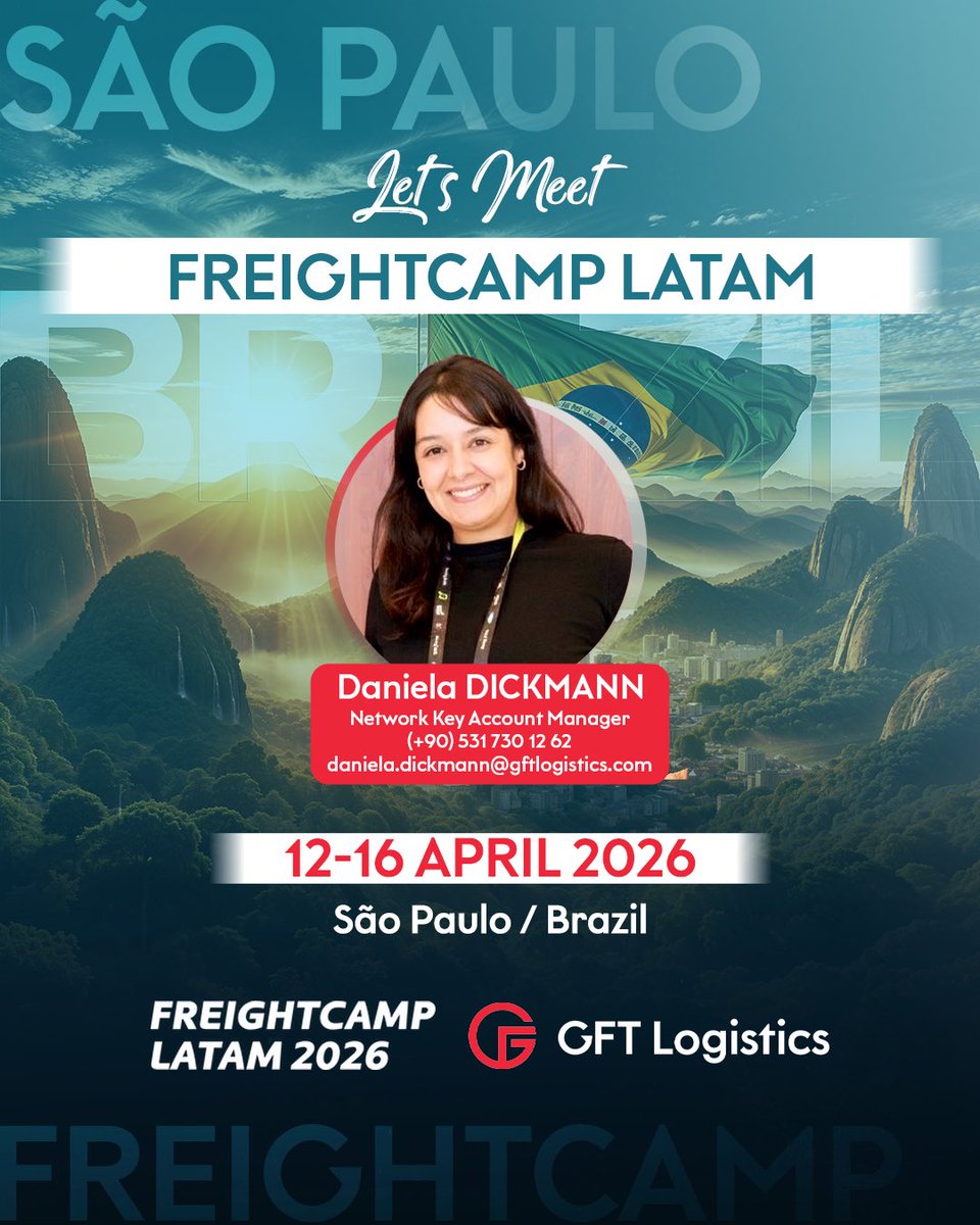 As GFT Logistics, we are pleased to take part in freightcamp LATAM 2026, taking place in São Paulo, Brazil from April 12–16, 2026.
#gftlogistics #freightcamp #sãopauloevent
