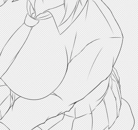 ラフ画に仮色置きしながら線取り中〆(✿' ꒳ ` )b