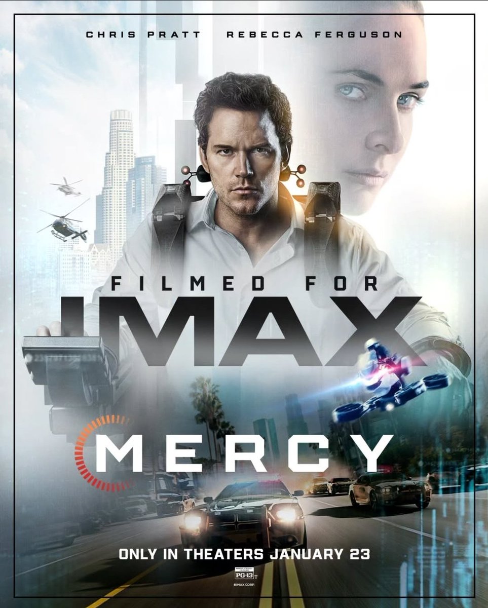 Speaks_Div's tweet photo. 1st #AspectRatioGuide of 2026 begins with #MercyMovie
Starring Rebecca Ferguson & @prattprattpratt
• #IMAX:
-Exclusive 1.90:1 Aspect ratio for ~60% of the Film's duration
- Rest of the scenes are in '2.2:1'
• Non-IMAX:
- Constant 2.2:1 Everywhere
- Runtime: 1H40M
#Mercy https://t.co/teoCDk54EQ