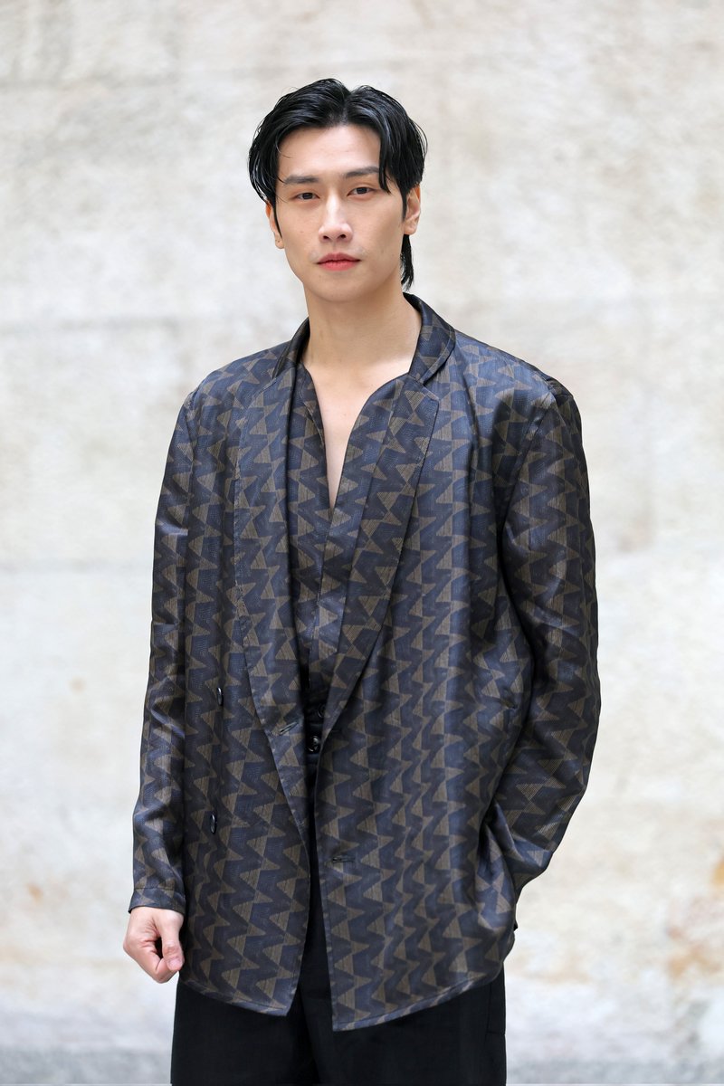 lavoirmagazine's tweet photo. Bible Wichapas attends the Giorgio Armani Men’s Fall/Winter 2026 show at Milan Fashion Week. https://t.co/CKy5m9K3sm