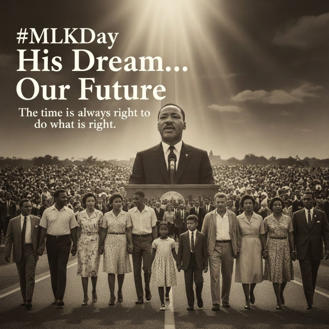 Today, on Martin Luther King Jr. Day, we honor the life, legacy, and dream of Dr. King. His commitment to justice, equality, and service continues to inspire us all. We encourage everyone to take a moment to reflect on his message and consider a day of service in your community.