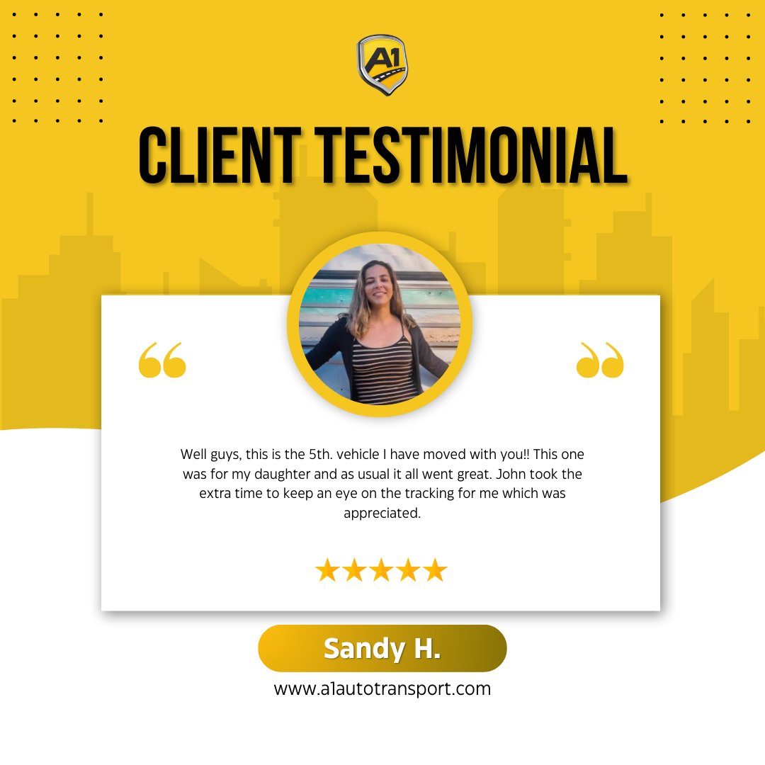 a1autotransport's tweet image. There is no better compliment than a returning customer. We were happy to provide that extra peace of mind to ensure everything arrived perfectly for your family!

🔗a1autotransport.com

#CustomerLove #AutoTransport #RepeatCustomer #CarShipping #PeaceOfMind #A1AutoTransport