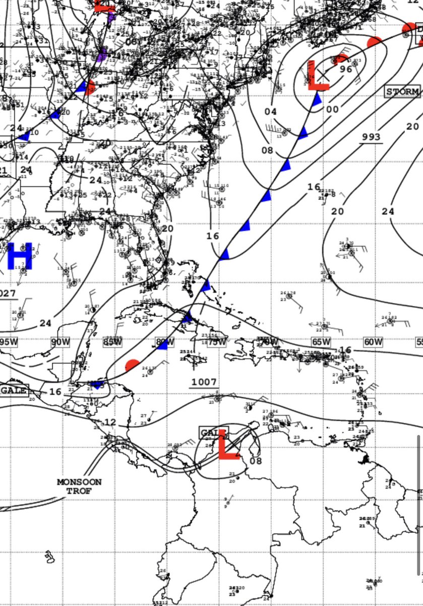 Sistema frontal se localiza en la parte central de Cuba donde se estacionará y eventualmente se disipará dentro de las próximas 24-36 horas. Algunos análisis muestran otros frentes acercarse.