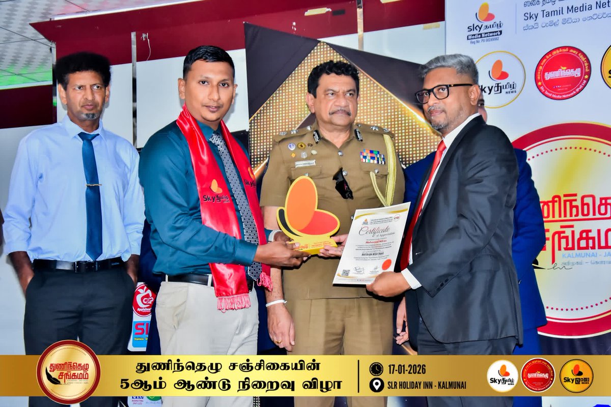 SL1st's tweet photo. Thunindhezhu Award 2026:-

As an Independent Journalist, this recognition means a lot to my journey 
Best Article Writer Award வழங்கிய
Sky Tamil Media Network &amp; Thunindhezhu Magazine-க்கு மனமார்ந்த நன்றிகள் 

Special thanks to Basith JM   &amp; Sky Tamil Media and Editorial Team ❤️ https://t.co/4V5dFAbEr8