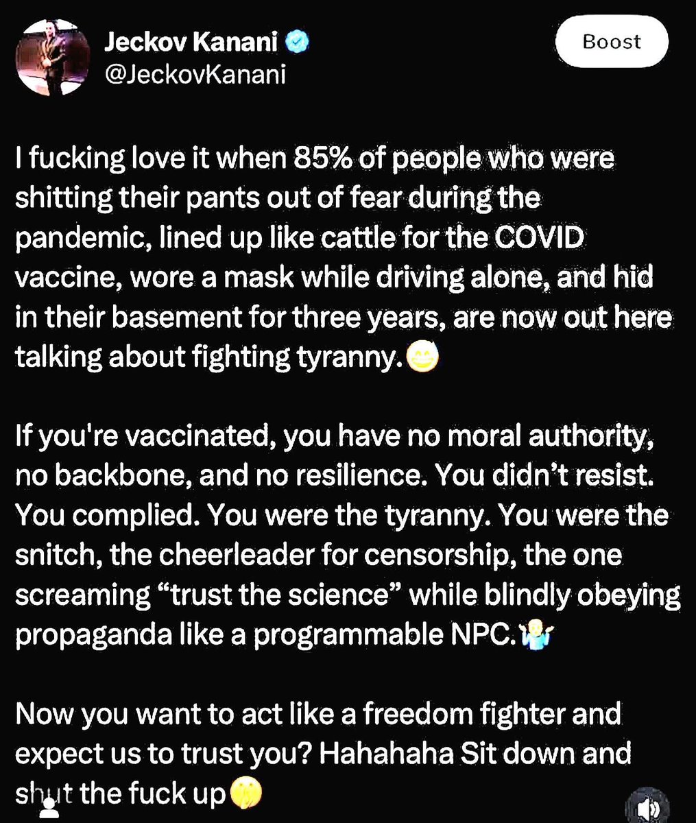 CreasonJana's tweet image. EVERYTHING in this post is true.

Those who pushed for, complied with, and demanded we be put in concentration camps for disagreeing with the authoritarian dictates ARE the fascist tyrants!

Sadly, they are still too stup*d to recognize it.